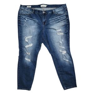 Torrid Distressed Skinny Jeans High Waist Stretch Cotton Denim Plus